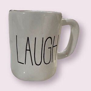 RAE DUNN classic off white LAUGH ceramic coffee mug
